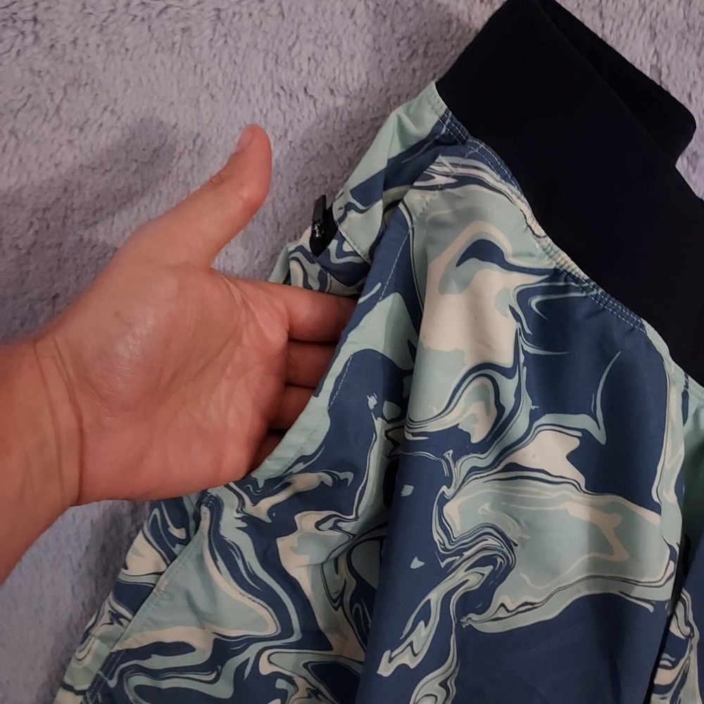Fabletics Shorts Mens 30 Elastic Waist Lined Blue Green Performance Zip Pockets - Picture 4 of 10
